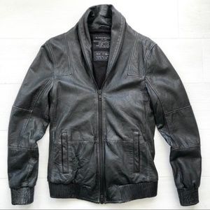 All Saints RARE Leather Zipper Collar Jacket L